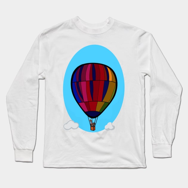 Ostrich in a Balloon Long Sleeve T-Shirt by RG Illustration